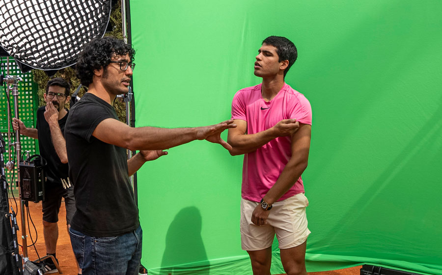 Green screen setup for filming